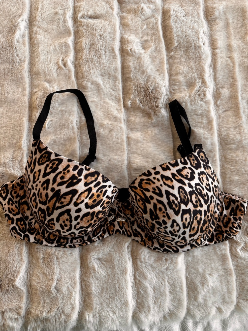 Victoria's Secret Leopard Print Padded Underwire Bra - Beige/Black